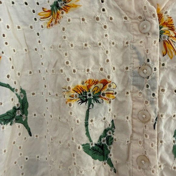 Madewell| Cream Floral Eyelet Women's Top - Picture 3 of 6